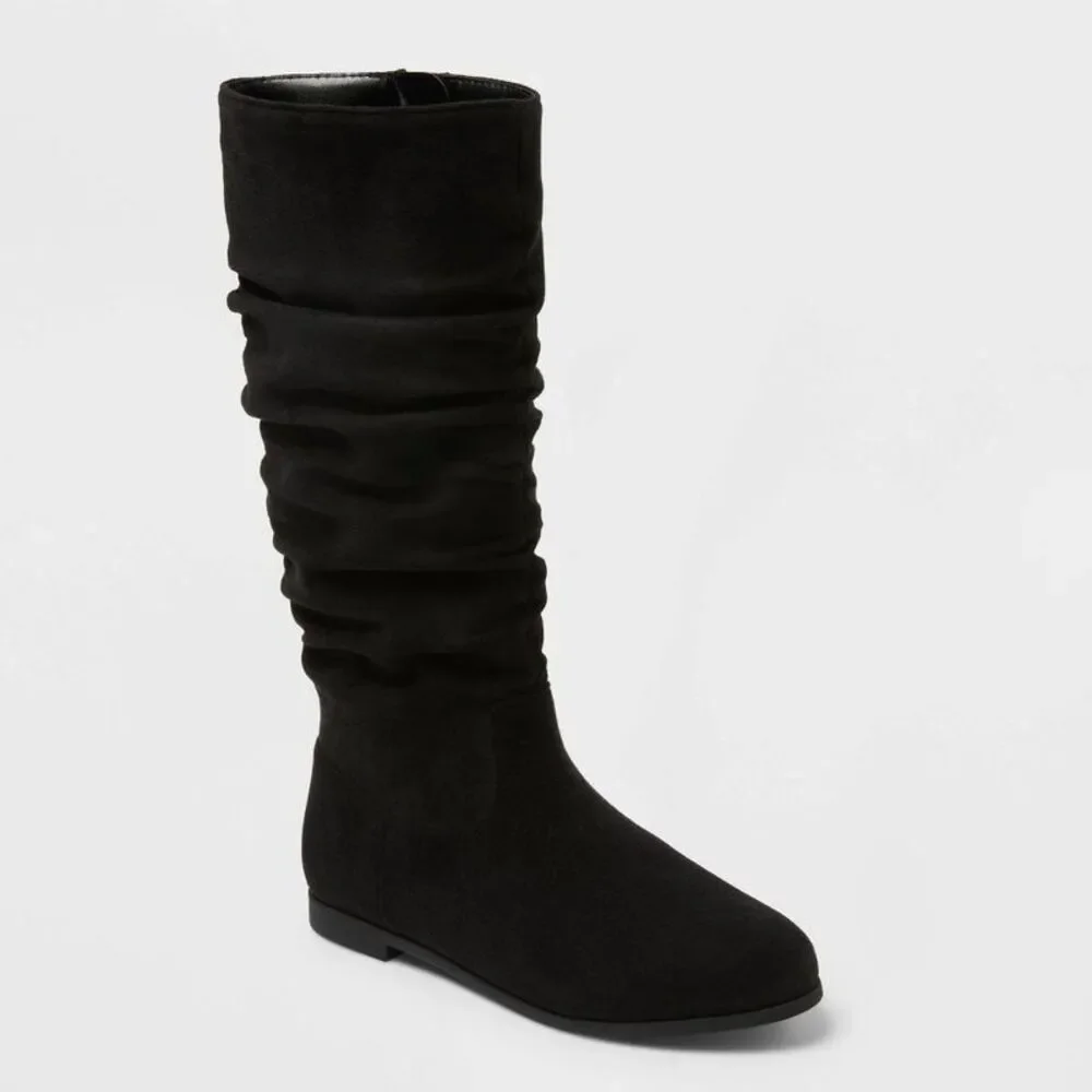 Girls' Scrunch Knee High Boots - Cat & Jack Black 13